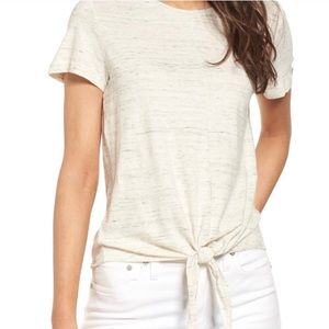 Madewell tie front tee in ivory heather